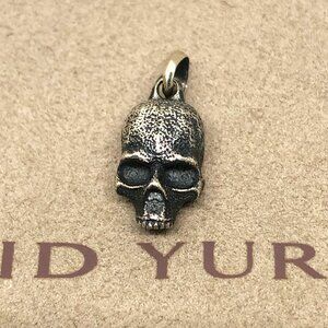 David Yurman 925 Sterling Silver Waves Skull Amulet Pendant Charm With POUCH
